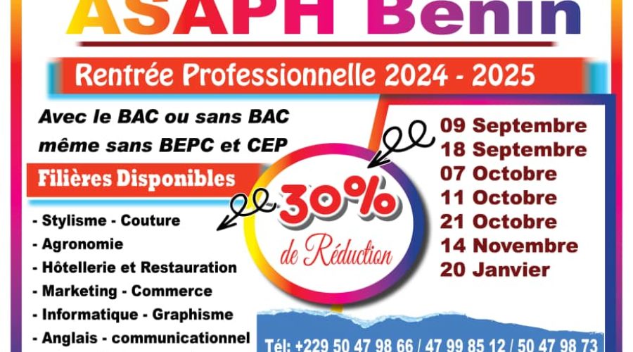 Des formations professionnelles 100% pratiques à ASAPH-BENIN