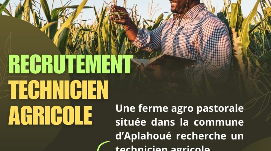 Une ferme Agro pastorale recrute un technicien agricole à Aplahoué