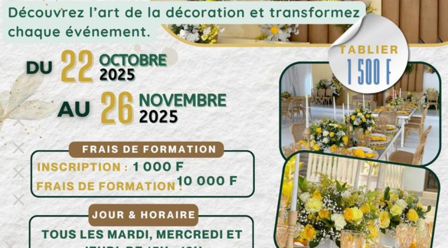 FORMATION SPÉCIALE EN DÉCORATION ÉVÉNEMENTIELLE ORGANISÉE PAR ONG GARPIS