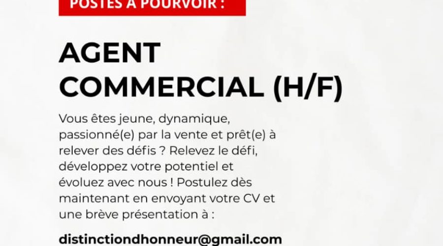 RECRUTEMENT D’UN(E) AGENT COMMERCIAL (E)